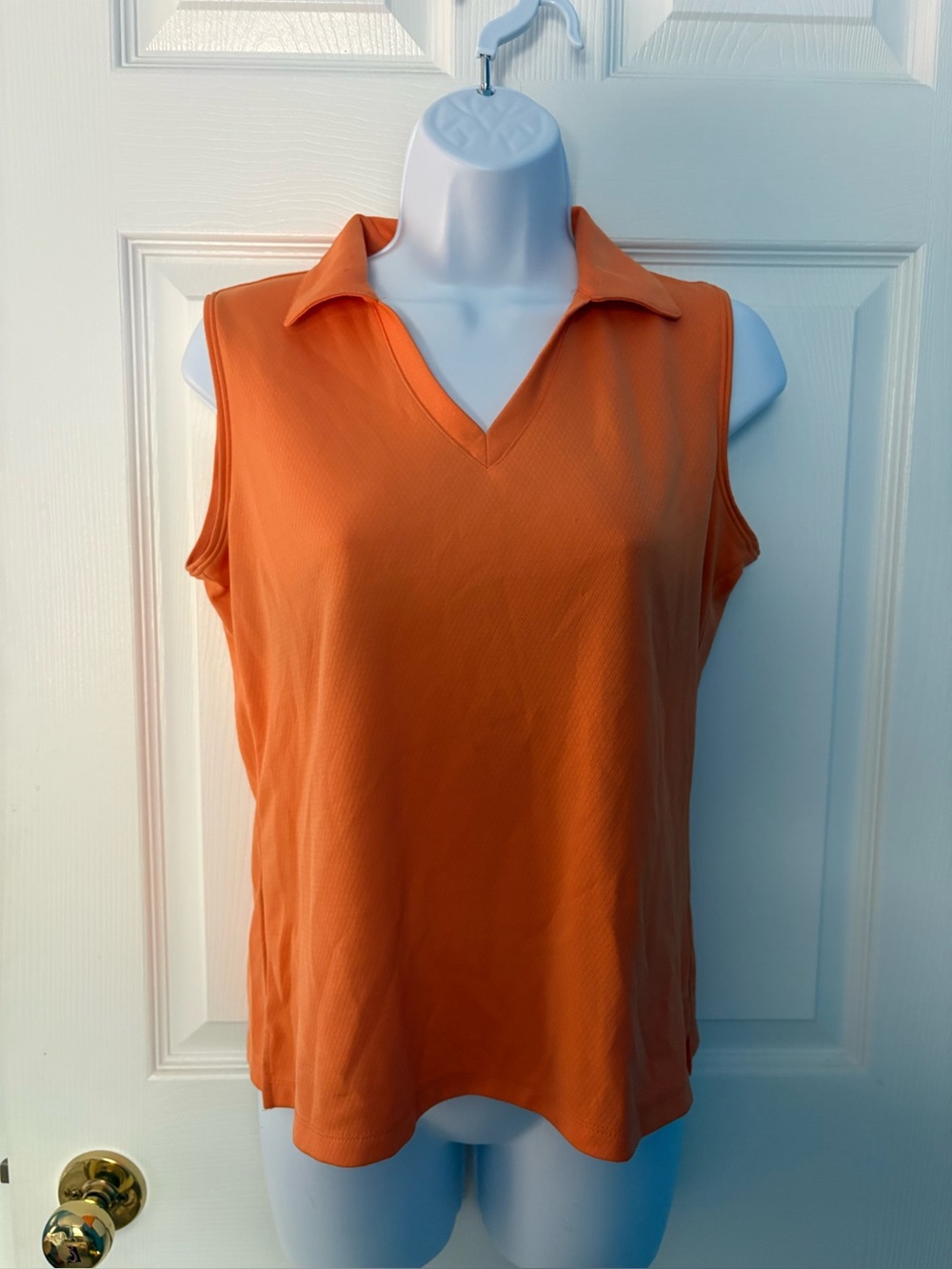 V-Neck Sleeveless Golf Polo Tank Top - Orange